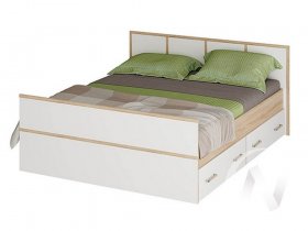 Двуспальная кровать 1,4м Сакура (дуб сонома/белый) в Олёкминске - olyokminsk.mebel-nsk.ru | фото