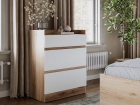 Комод 3 ящика Брауни (дуб делано/белый) в Олёкминске - olyokminsk.mebel-nsk.ru | фото