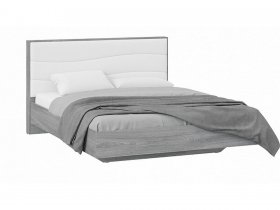 Кровать двуспальная 1,6 м «Миранда» Тип 1 (Дуб Гамильтон/Белый глянец) в Олёкминске - olyokminsk.mebel-nsk.ru | фото