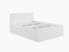 Кровать двуспальная с ящиками 1,4м Мадера-М1400 (белый) в Олёкминске - olyokminsk.mebel-nsk.ru | фото