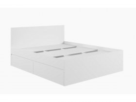 Кровать двуспальная с ящиками 1,6м Мадера-М1600 (белый) в Олёкминске - olyokminsk.mebel-nsk.ru | фото