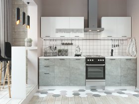 Кухонный гарнитур Дуся 2,0 м (белый глянец/цемент) в Олёкминске - olyokminsk.mebel-nsk.ru | фото