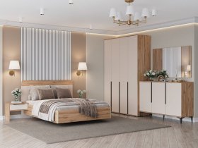 Модульная спальня Сицилия (дуб альпийский/тефия) в Олёкминске - olyokminsk.mebel-nsk.ru | фото