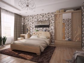 Модульная спальня Виктория-1 (дуб сонома) в Олёкминске - olyokminsk.mebel-nsk.ru | фото