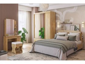 Модульная спальня Виктория-1 (дуб крафт золотой) в Олёкминске - olyokminsk.mebel-nsk.ru | фото
