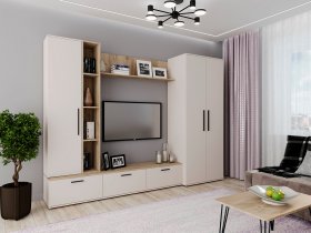 Модульная стенка Верона (сатин/дуб крафт серый) в Олёкминске - olyokminsk.mebel-nsk.ru | фото