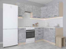Модульная угловая кухня 1,4м*2,1м Лада (цемент) в Олёкминске - olyokminsk.mebel-nsk.ru | фото