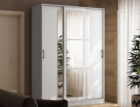 Шкаф-купе 1,6м «Стиль-2» (белый) в Олёкминске - olyokminsk.mebel-nsk.ru | фото
