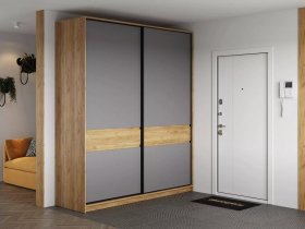 Шкаф-купе Бостон ШК-005 (2.0 м) (дуб крафт золотой/серый шифер) в Олёкминске - olyokminsk.mebel-nsk.ru | фото