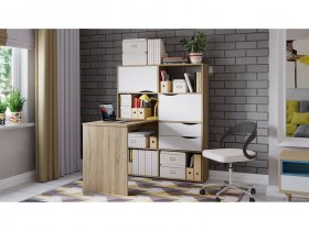 Стол письменный тип 7 (дуб сонома/белый ясень) в Олёкминске - olyokminsk.mebel-nsk.ru | фото