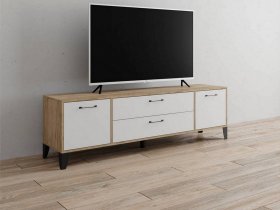 Тумба под ТВ Парус-13 (дуб крафт серый/белый) в Олёкминске - olyokminsk.mebel-nsk.ru | фото